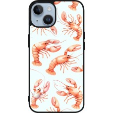 Coque iPhone 15 - Silicone rigide noir Pattern de homards pastels
