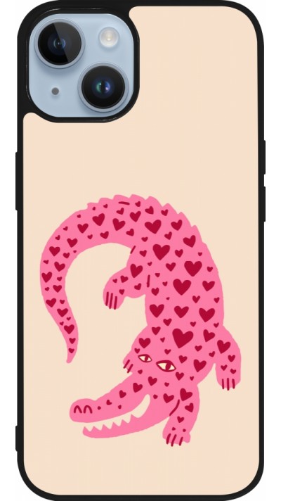 iPhone 15 Case Hülle - Silikon schwarz Pink crocodile 2026