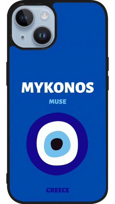 iPhone 15 Case Hülle - Silikon schwarz Pop Summer Destination Mykonos