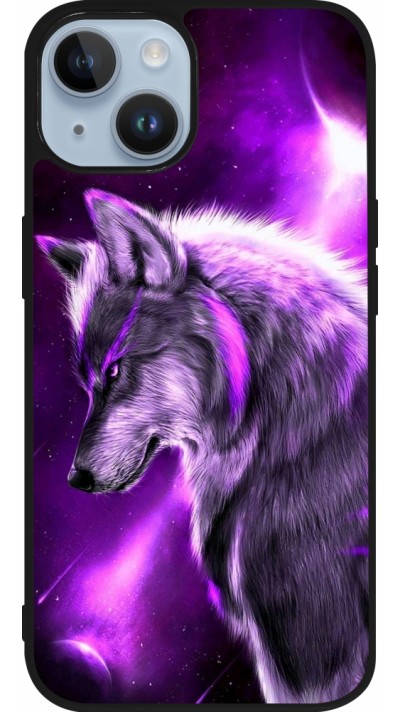 iPhone 15 Case Hülle - Silikon schwarz Purple Sky Wolf