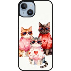 Coque iPhone 15 - Silicone rigide noir Saint Valentines Day 26 Cat Love