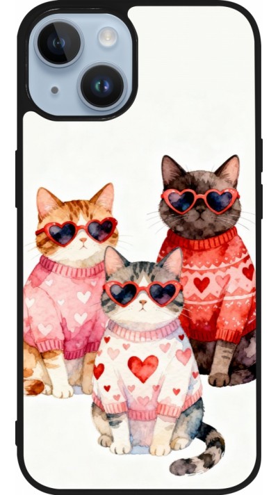 iPhone 15 Case Hülle - Silikon schwarz Saint Valentines Day 26 Cat Love