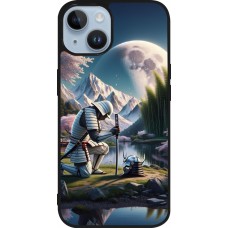 iPhone 15 Case Hülle - Silikon schwarz Samurai Katana Mond