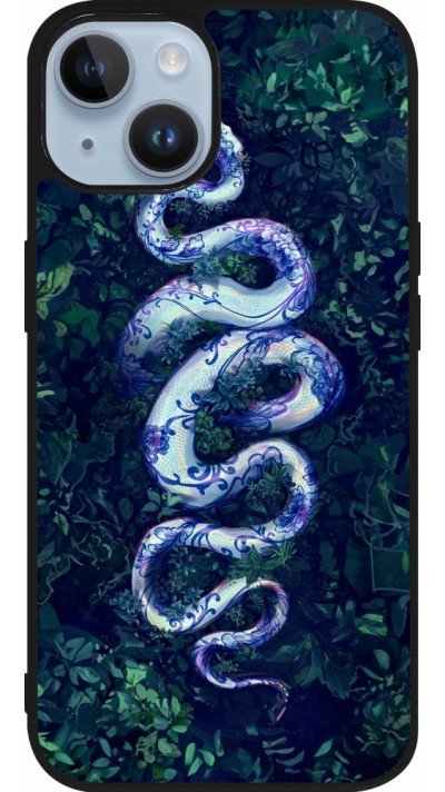 iPhone 15 Case Hülle - Silikon schwarz Snake Blue Anaconda