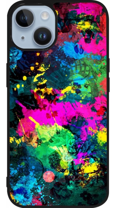 Coque iPhone 15 - Silicone rigide noir Splash paint