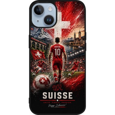 iPhone 15 Case Hülle - Silikon schwarz Fussball Suisse splash 2026