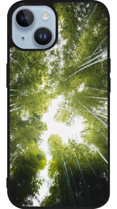 Coque iPhone 15 - Silicone rigide noir Spring 23 forest blue sky