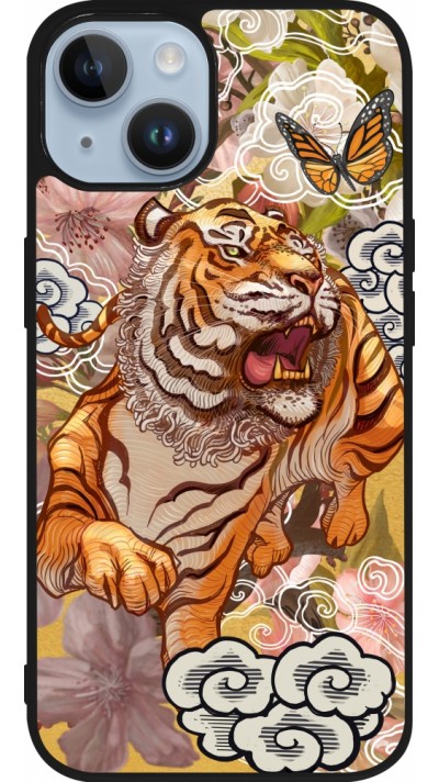 Coque iPhone 15 - Silicone rigide noir Spring 23 japanese tiger