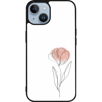 iPhone 15 Case Hülle - Silikon schwarz Spring 23 minimalist flower