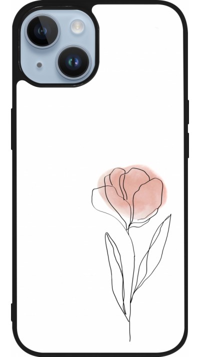Coque iPhone 15 - Silicone rigide noir Spring 23 minimalist flower