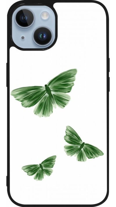 Coque iPhone 15 - Silicone rigide noir Butterflies 2026