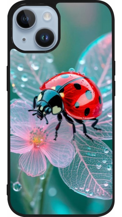 Coque iPhone 15 - Silicone rigide noir Ladybird in bloom 2026
