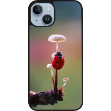 Coque iPhone 15 - Silicone rigide noir Ladybird on a mushroom 2026