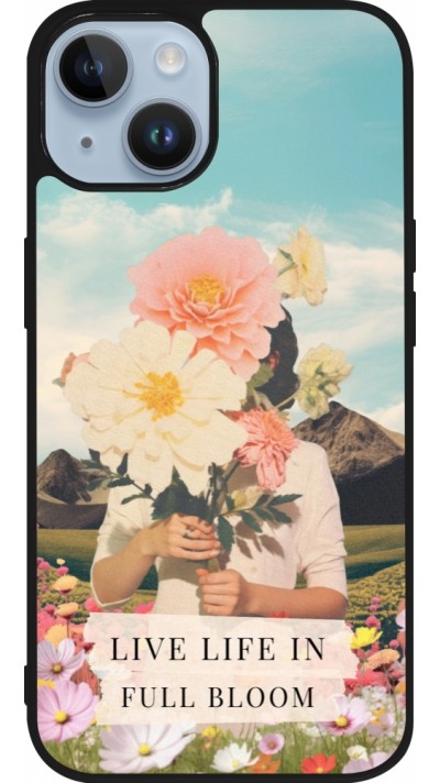 Coque iPhone 15 - Silicone rigide noir Live life in full moon 2026