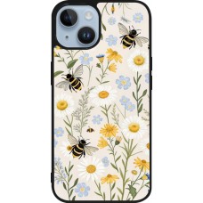 Coque iPhone 15 - Silicone rigide noir Pattern bees 2026
