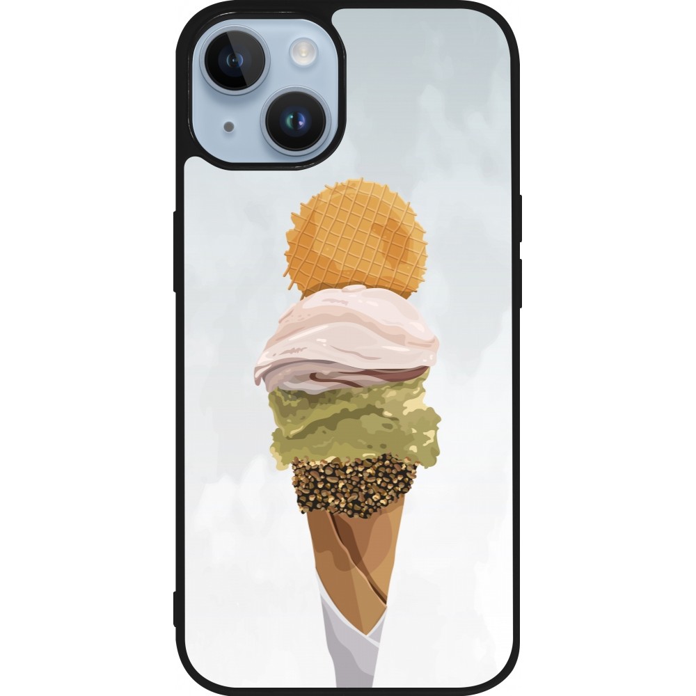 Coque iPhone 15 - Silicone rigide noir Summer 2025 Cornet
