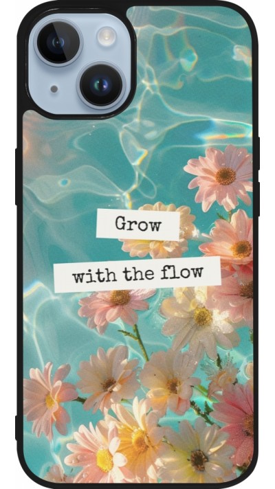 Coque iPhone 15 - Silicone rigide noir Summer 2025 Grow with the flow