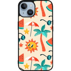 Coque iPhone 15 - Silicone rigide noir Summer 2025 Pattern soleil