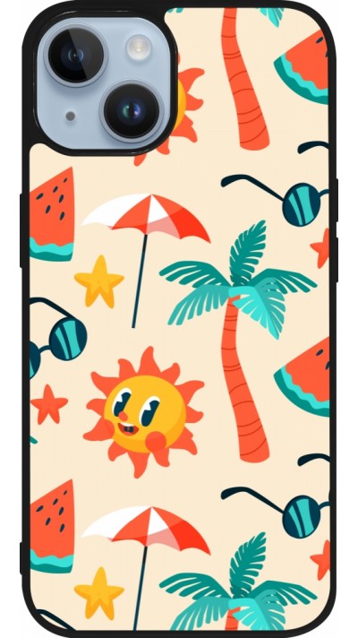 Coque iPhone 15 - Silicone rigide noir Summer 2025 Pattern soleil