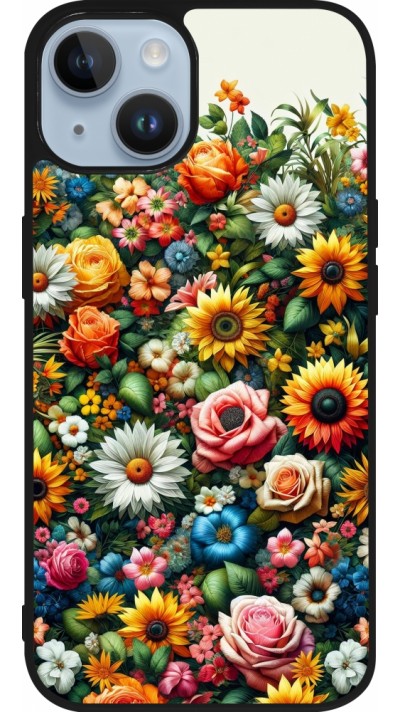 Coque iPhone 15 - Silicone rigide noir Summer Floral Pattern