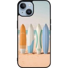Coque iPhone 15 - Silicone rigide noir Summer surfboard 2025