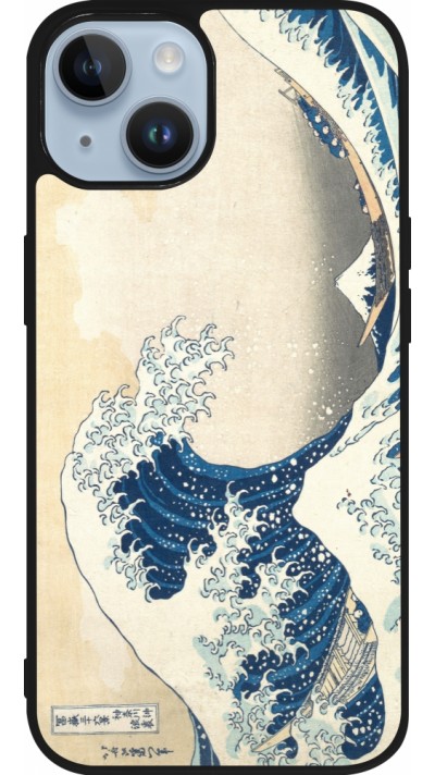 Coque iPhone 15 - Silicone rigide noir Tableau art - La Grande Vague de Kanagawa - Hokusai