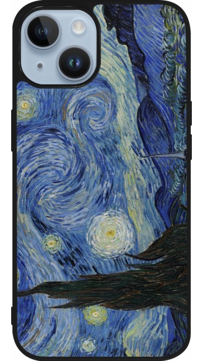 Coque iPhone 15 - Silicone rigide noir Tableau art - La Nuit étoilée - Van Gogh