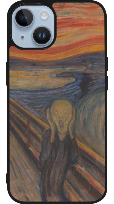 Coque iPhone 15 - Silicone rigide noir Tableau art - Le Cri - Edvard Munch