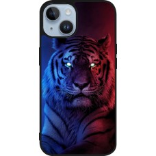 iPhone 15 Case Hülle - Silikon schwarz Tiger Blue Red