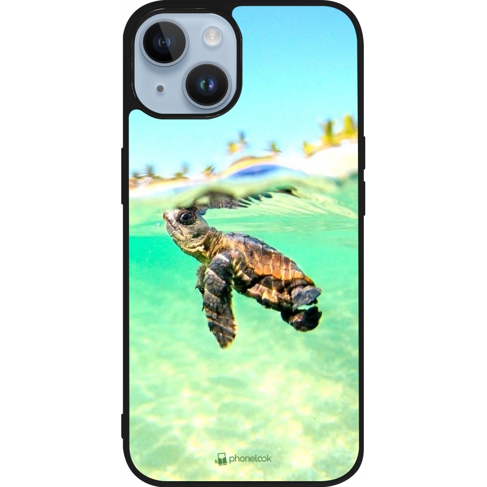 iPhone 15 Case Hülle - Silikon schwarz Turtle Underwater