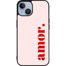 Coque iPhone 15 - Silicone rigide noir Valentine 2024 amor