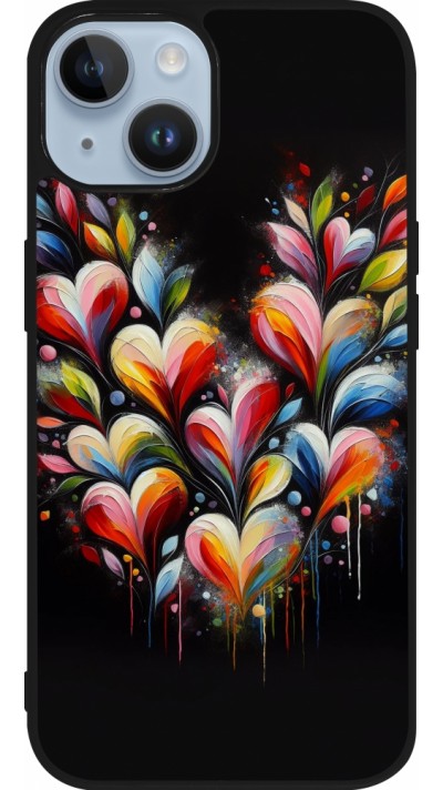 iPhone 15 Case Hülle - Silikon schwarz Valentin 2024 Schwarzes Herz Abstrakt