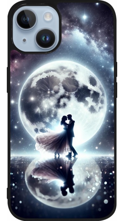 iPhone 15 Case Hülle - Silikon schwarz Valentin 2024 Liebe unter dem Mond
