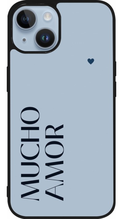 iPhone 15 Case Hülle - Silikon schwarz Valentine 2024 mucho amor azul