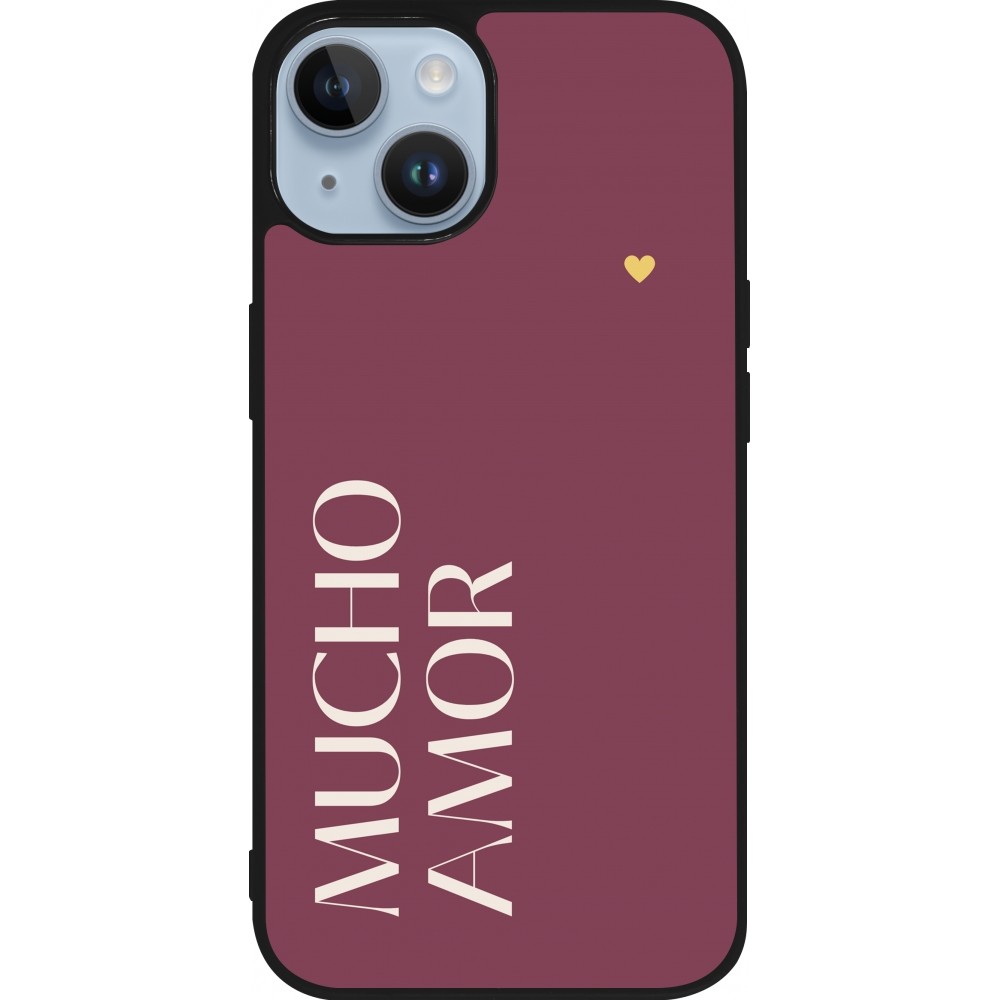 iPhone 15 Case Hülle - Silikon schwarz Valentine 2024 mucho amor rosado