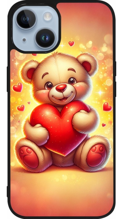 iPhone 15 Case Hülle - Silikon schwarz Valentin 2024 Teddy Liebe