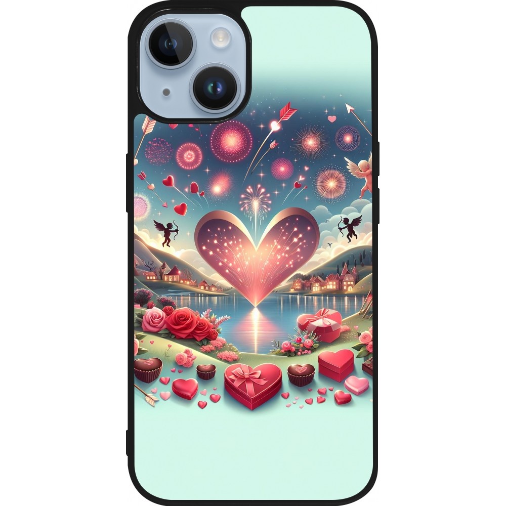 iPhone 15 Case Hülle - Silikon schwarz Valentin 2025 Schick