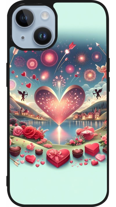 iPhone 15 Case Hülle - Silikon schwarz Valentin 2025 Schick