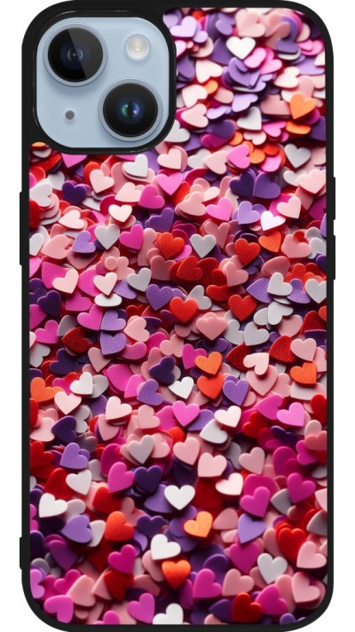 iPhone 15 Case Hülle - Silikon schwarz Valentin 2025 Konfetti