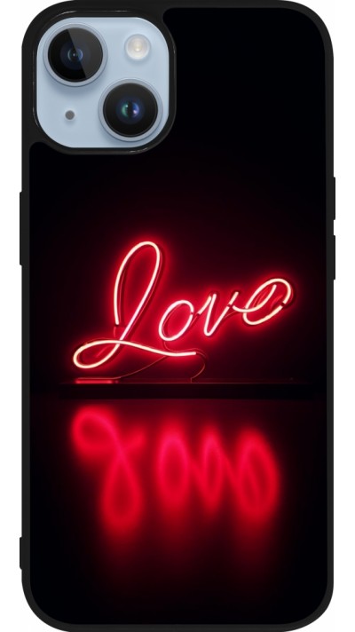 iPhone 15 Case Hülle - Silikon schwarz Valentine 2025 Neon Liebe