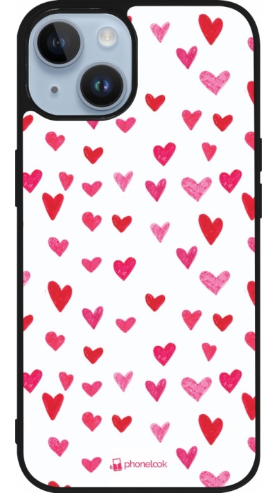 iPhone 15 Case Hülle - Silikon schwarz Valentine 2022 Many pink hearts