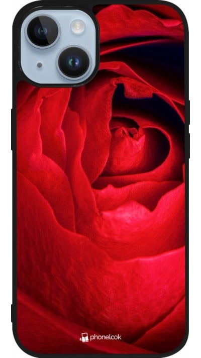 iPhone 15 Case Hülle - Silikon schwarz Valentine 2022 Rose