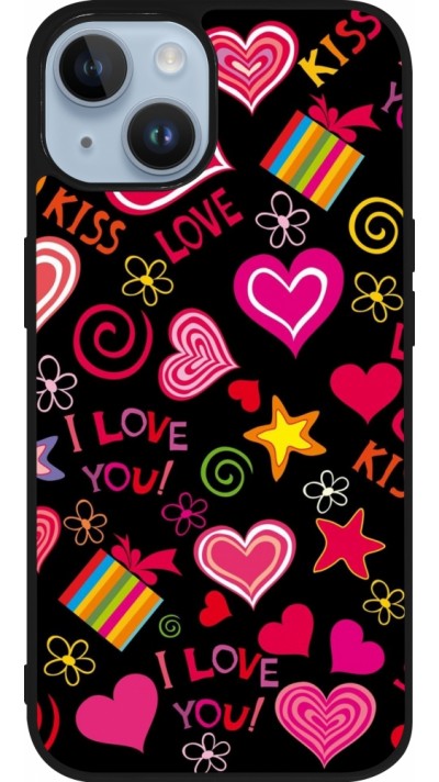 iPhone 15 Case Hülle - Silikon schwarz Valentine 2023 love symbols