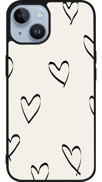 iPhone 15 Case Hülle - Silikon schwarz Valentine 2023 minimalist hearts