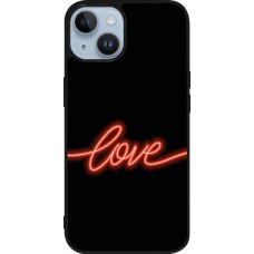 iPhone 15 Case Hülle - Silikon schwarz Valentine 2023 neon love