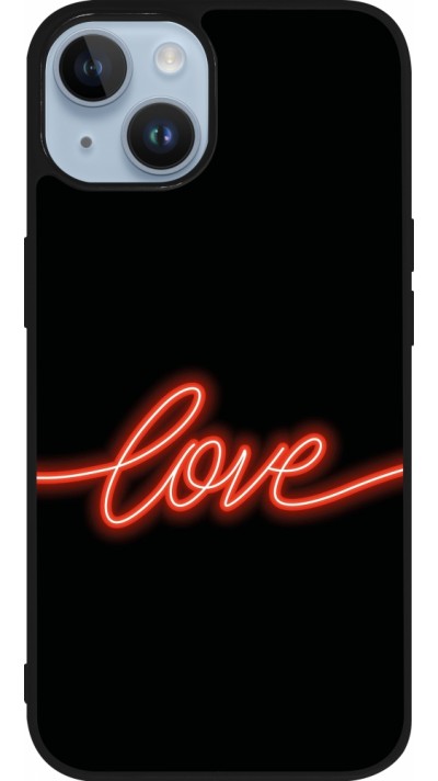 iPhone 15 Case Hülle - Silikon schwarz Valentine 2023 neon love