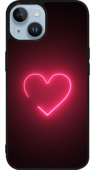 iPhone 15 Case Hülle - Silikon schwarz Valentine 2023 single neon heart