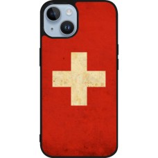 iPhone 15 Case Hülle - Silikon schwarz Vintage Flag SWISS