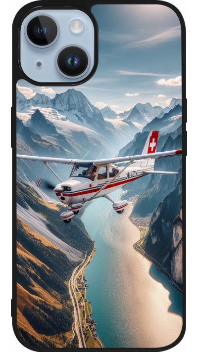 iPhone 15 Case Hülle - Silikon schwarz Schweizer Alpenflug