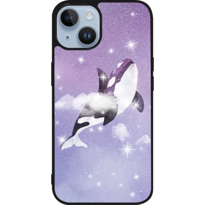 iPhone 15 Case Hülle - Silikon schwarz Whale in sparking stars